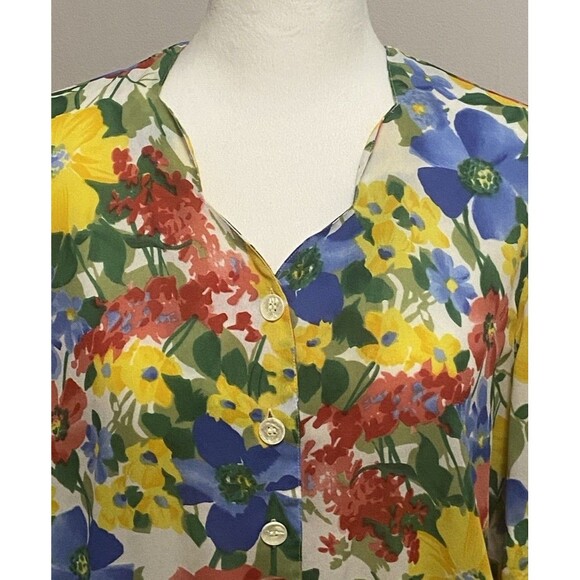 Vintage Womens Hawaiian Floral Cottagecore Sz 8 Cinched Waist Scalloped Hem 80’s - Picture 2 of 16